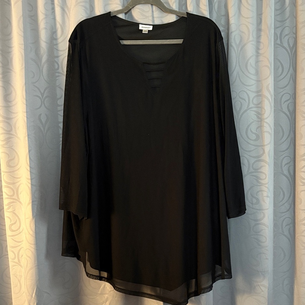 Avenue Black Sheer Women's Tunic